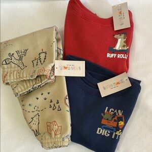 Garanimals Kids' Baby Boy Red and Blue Graphic Sweatshirts with Beige Pants